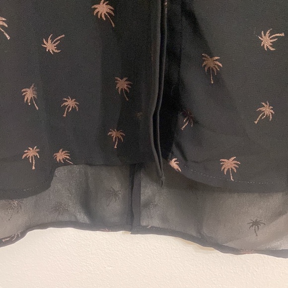 Lane Bryant Womens Sheer Palm Trees Blouse 14/16 Black Long Sleeve Drapey Ladies - Picture 5 of 15